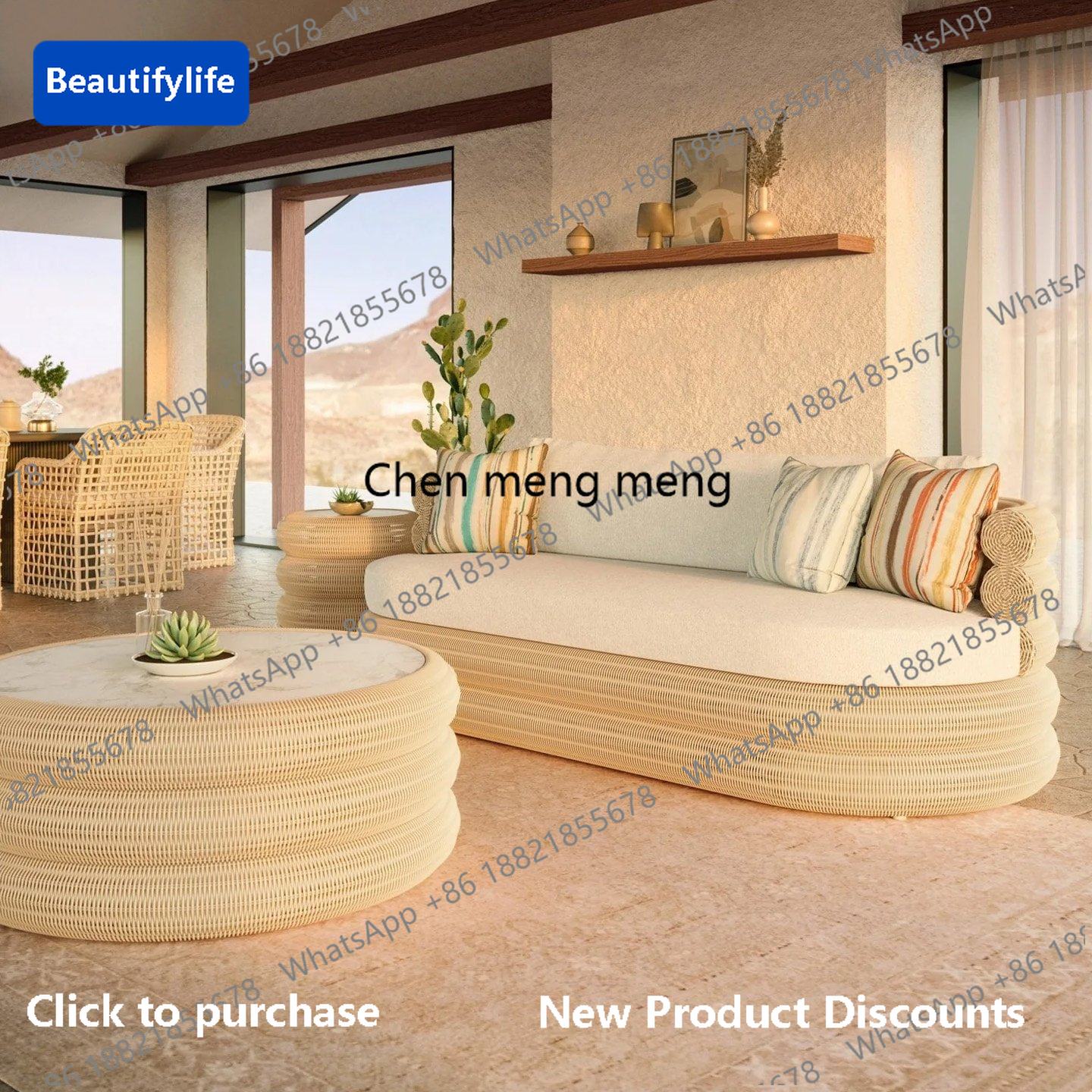Outdoor Furniture L Shape - z5556Outdoor Sofa Rattan Chair Villa Courtyard