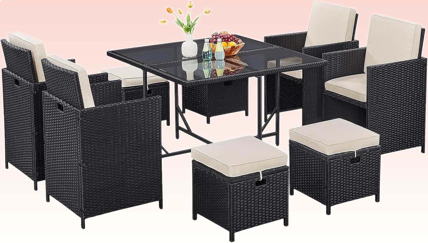 Outdoor Furniture Dining Set - 9-Piece Patio Dining Set Outdoor Rattan