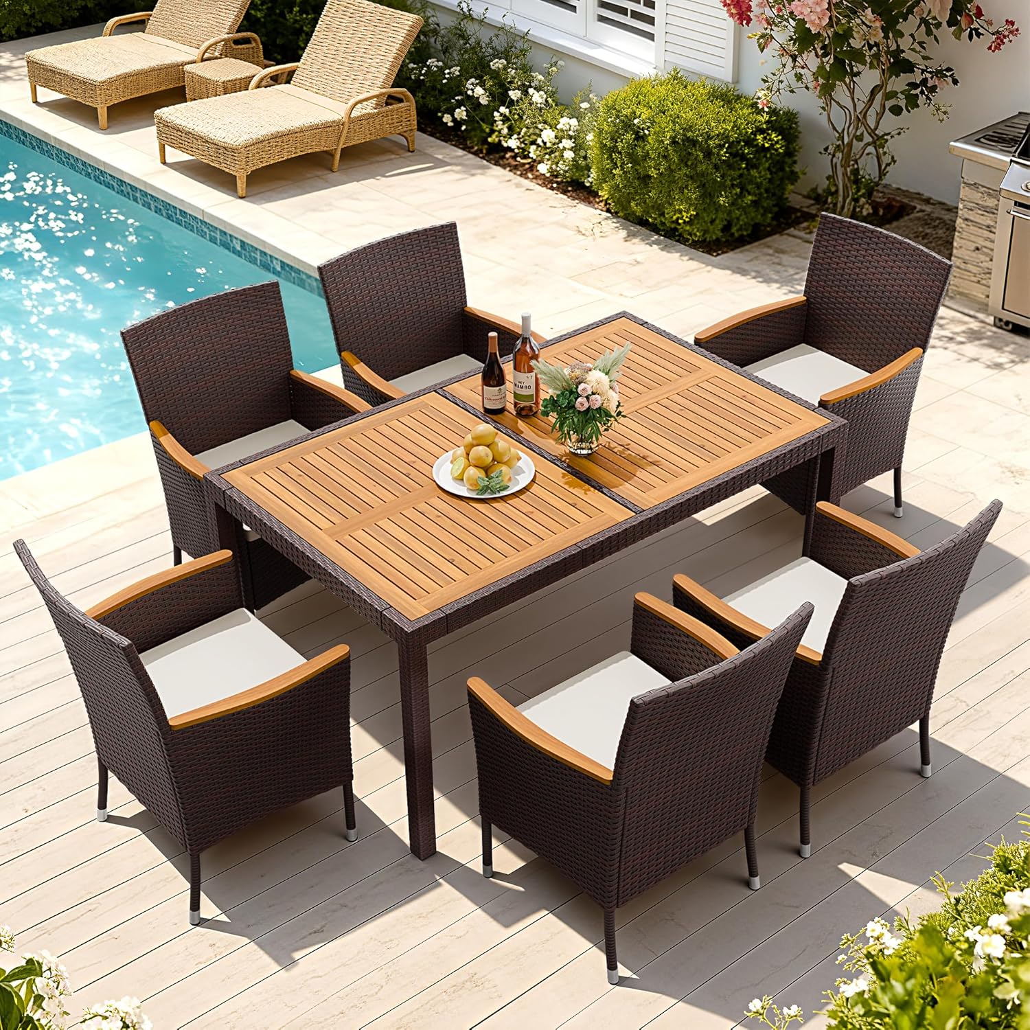 Outdoor Furniture Dining Set - 7 Piece Patio Dining Set Acacia