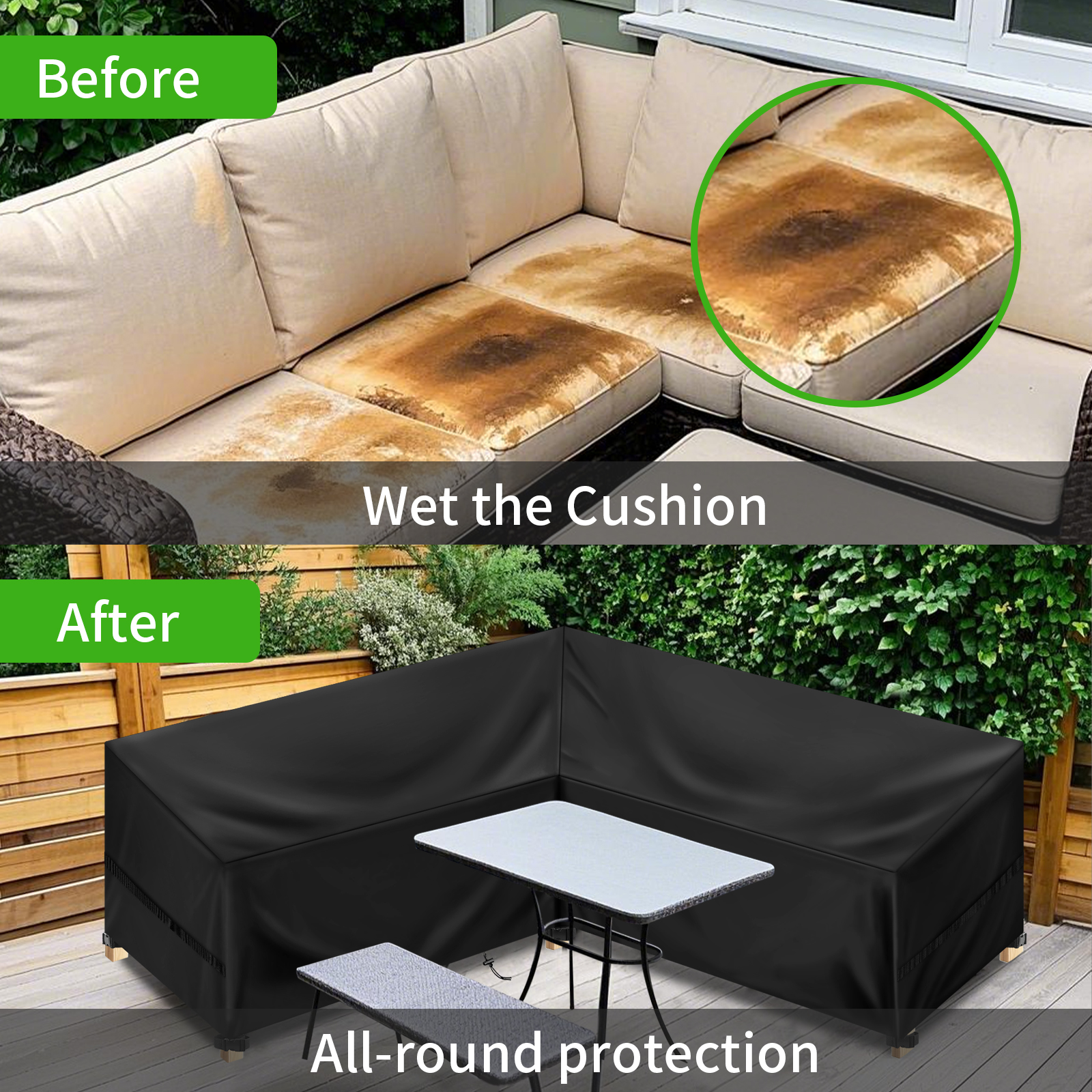 Outdoor Furniture L Shape - Waterproof Garden Furniture Cover L-Shaped Lounge