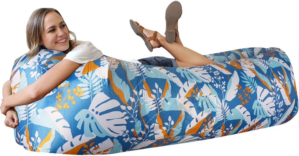 Outdoor Furniture Pillows - Inflatable Air Lounger, Portable Blow Up