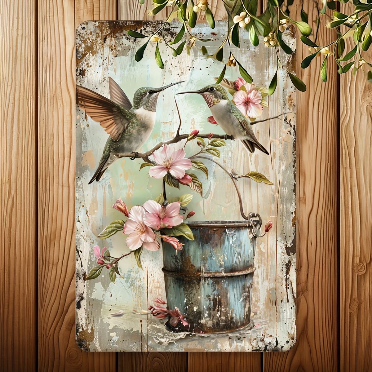 Outdoor Furniture Metal - 1pc Vintage Hummingbird & Floral Metal