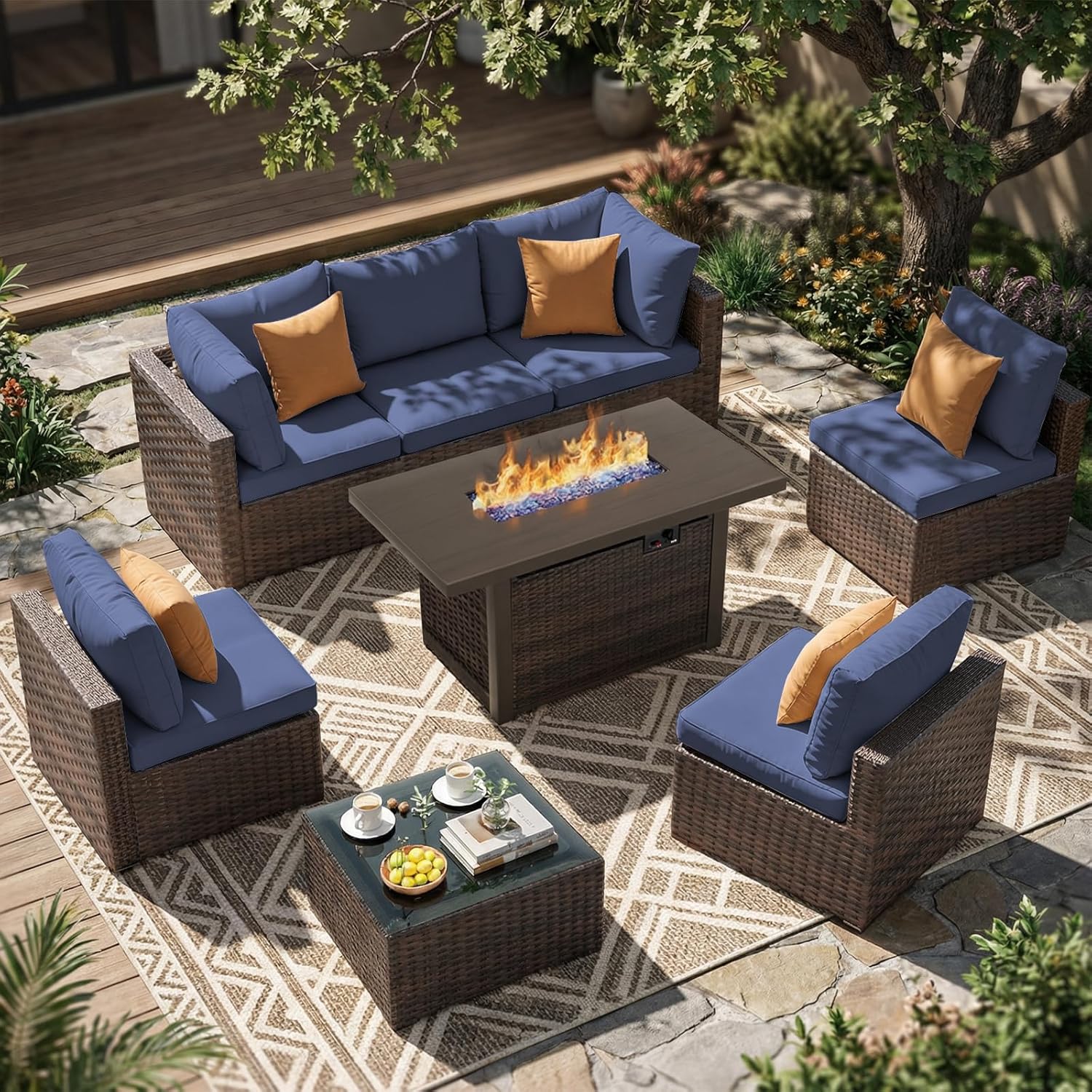 8 Pieces Patio Furniture Sets  - Outdoor Furniture Fire Pit 评论和价格