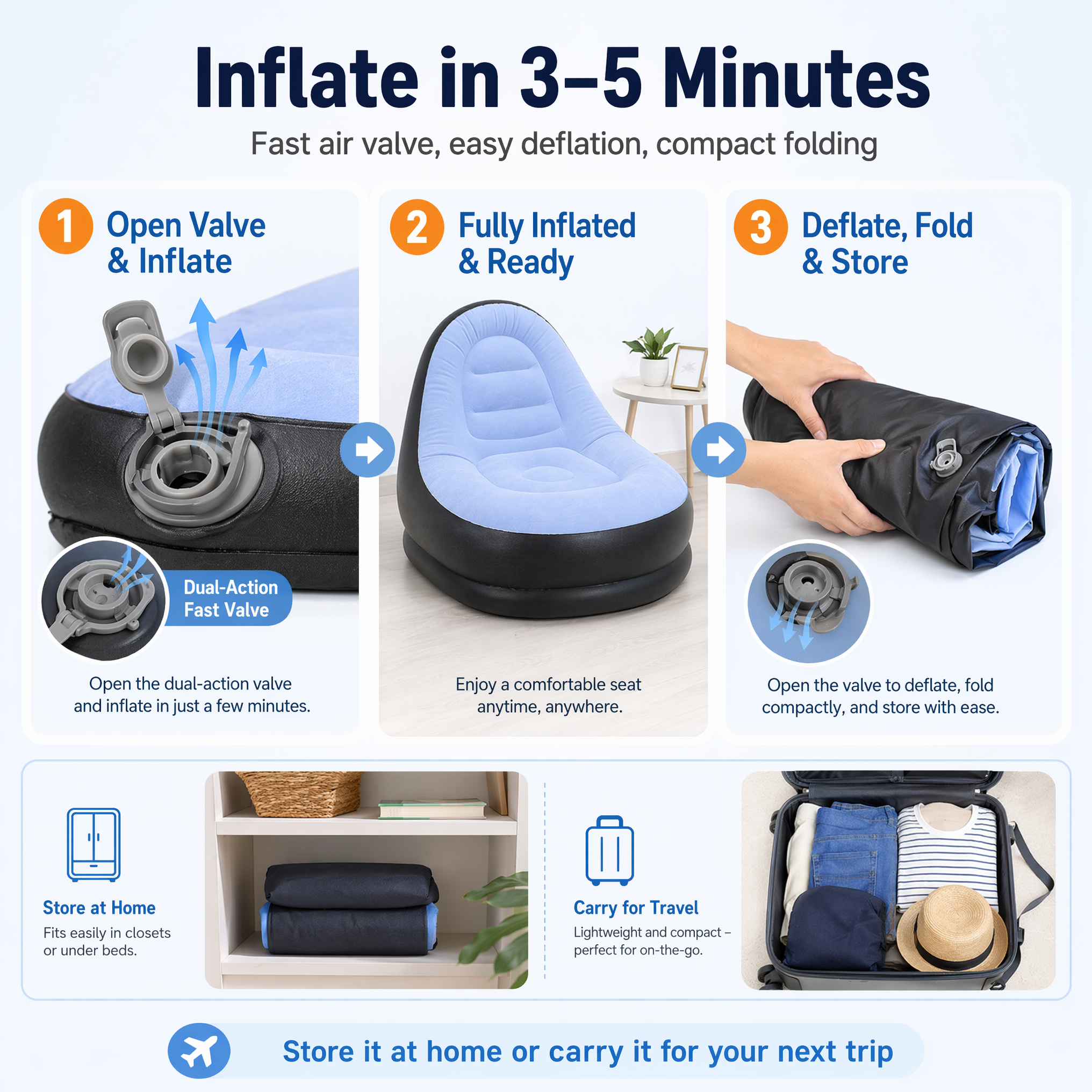 2 IN 1 Inflatable Sofa with St - Outdoor Furniture Lounge 评论和价格