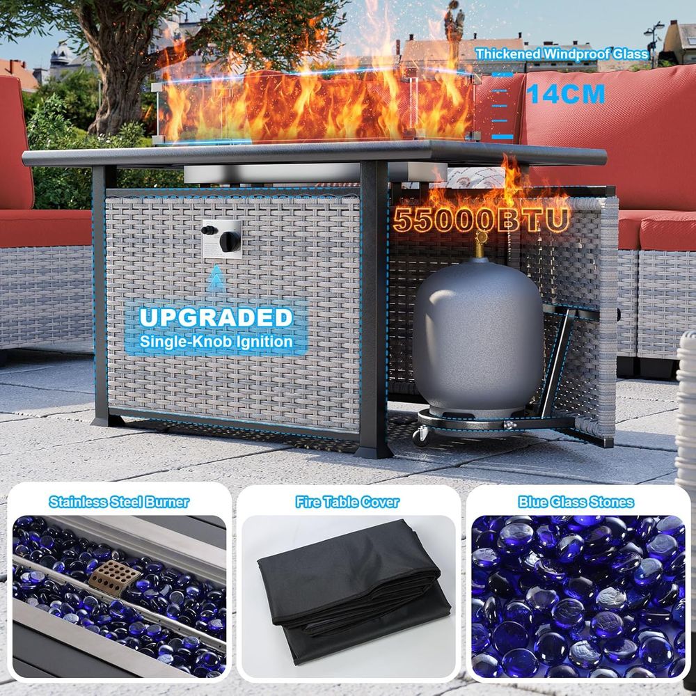 8-Piece Outdoor Patio Furnitur - Outdoor Furniture Fire Pit 评论和价格
