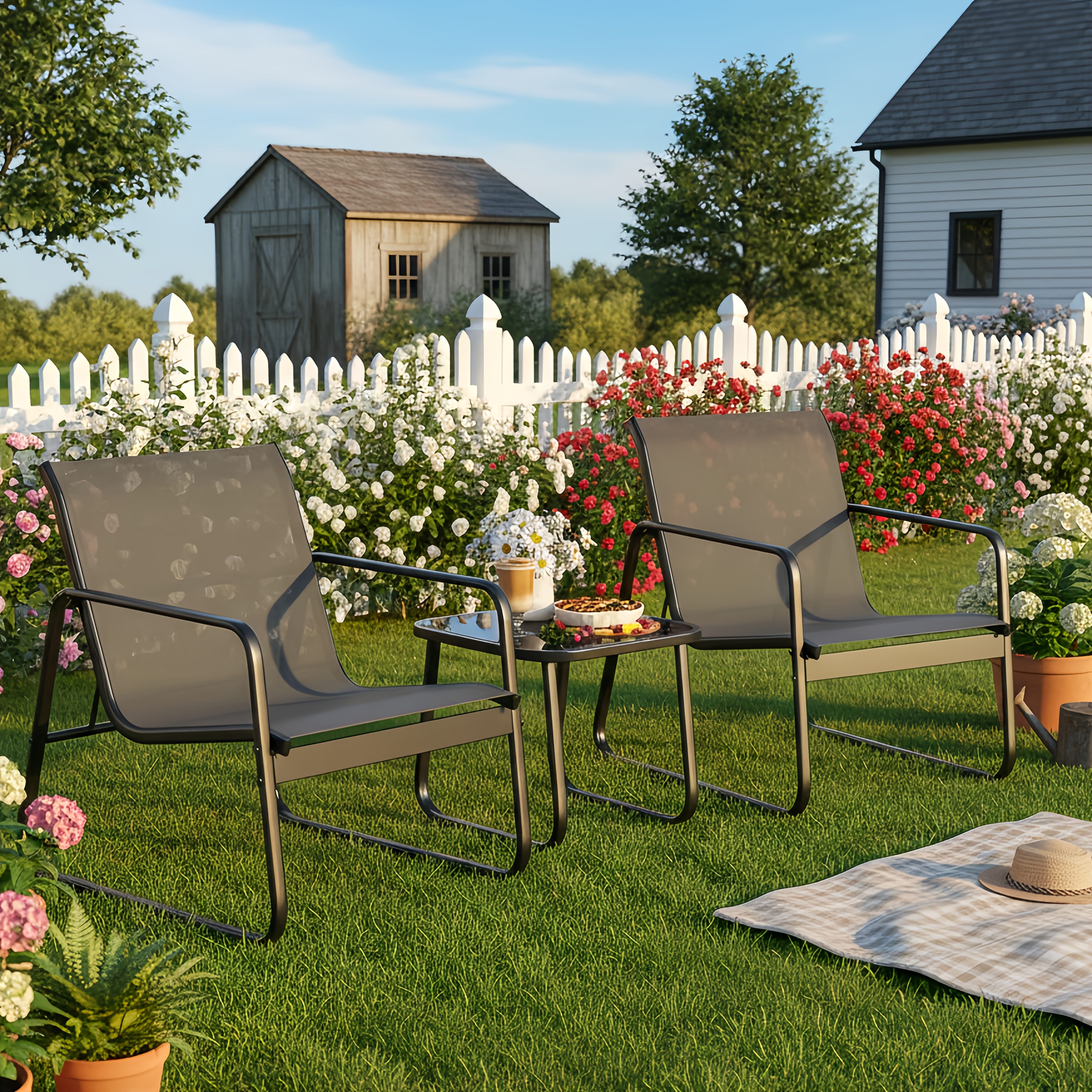 LODEIJA Patio Chairs Set of 3, - Outdoor Furniture Brands 评论和价格