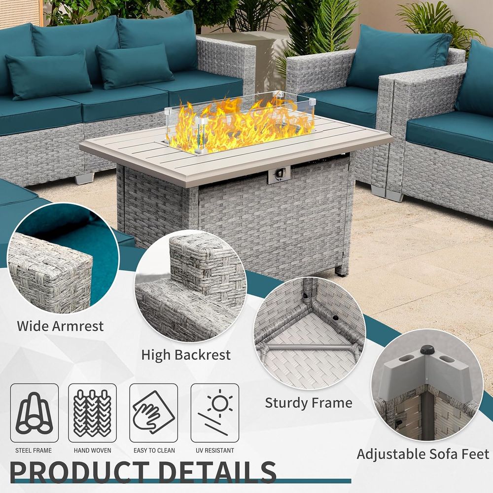 6-Piece Grey Wicker Outdoor Pa - Outdoor Furniture Fire Pit 评论和价格
