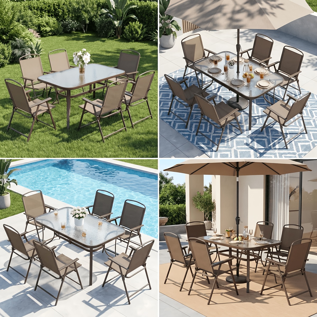 7-Piece Outdoor Dining Set Wit - Outdoor Furniture Dining Set 评论和价格