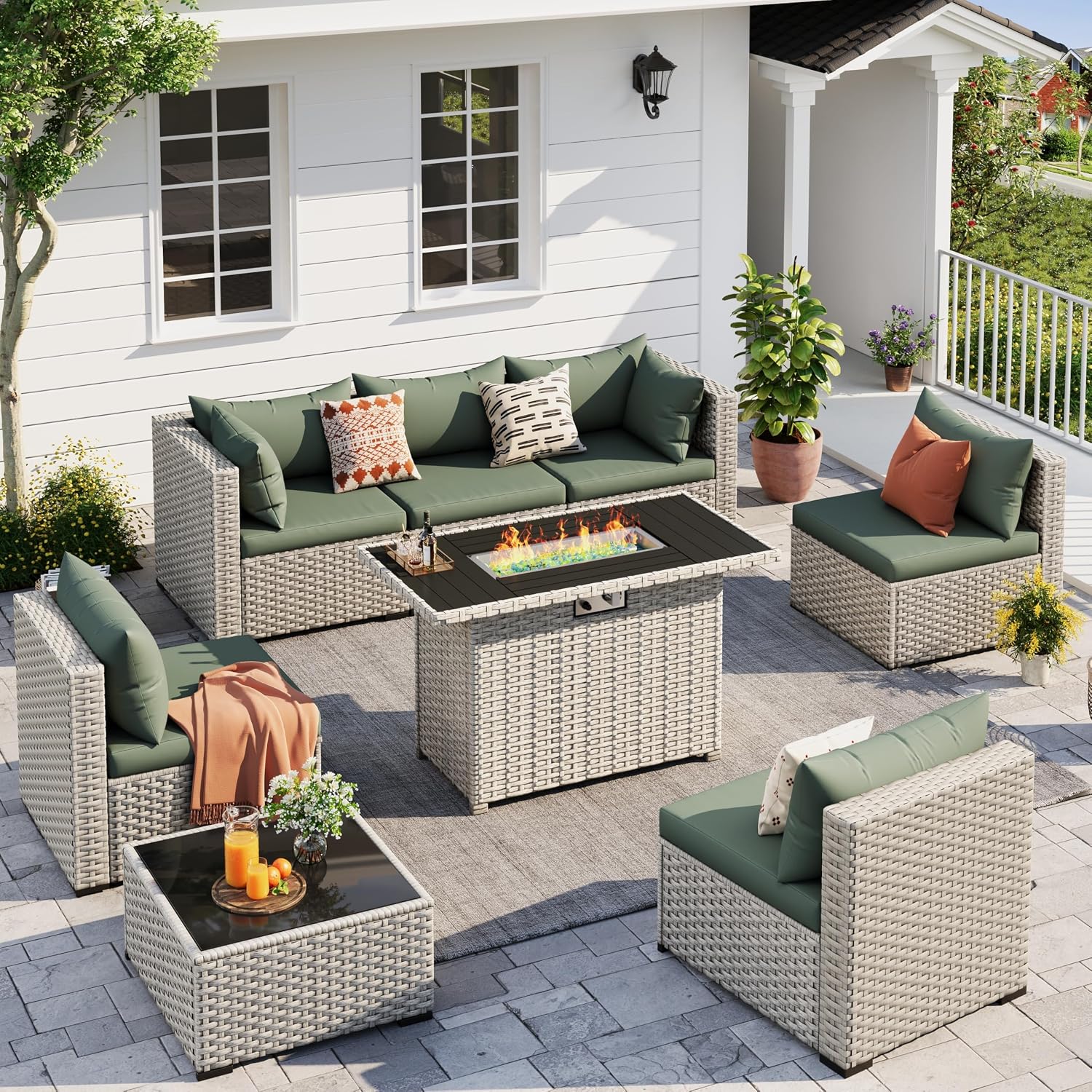 8-Seat Outdoor Sectional Sofa  - Outdoor Furniture Fire Pit 评论和价格