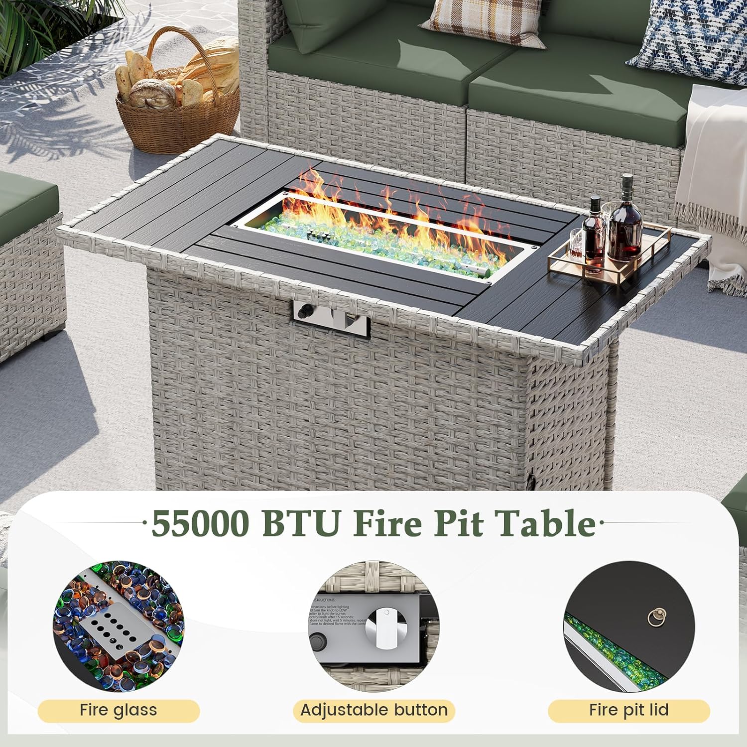 8-Seat Outdoor Sectional Sofa  - Outdoor Furniture Fire Pit 评论和价格