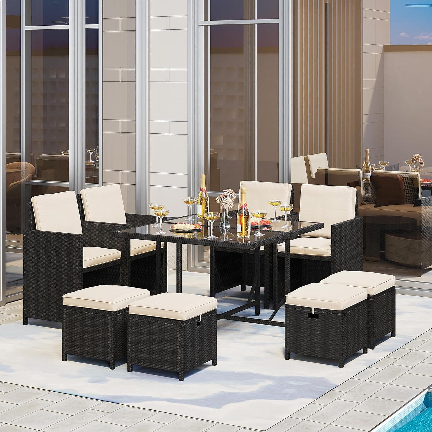 9-Piece Patio Dining Set Outdo - Outdoor Furniture Dining Set 评论和价格