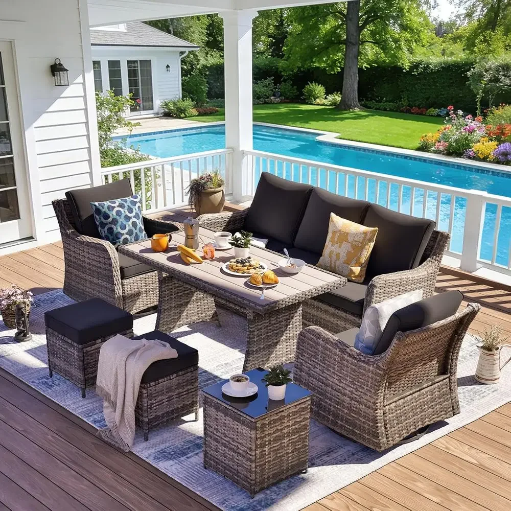 7-Piece Outdoor Patio Furnitur - Outdoor Furniture Dining Set 评论和价格