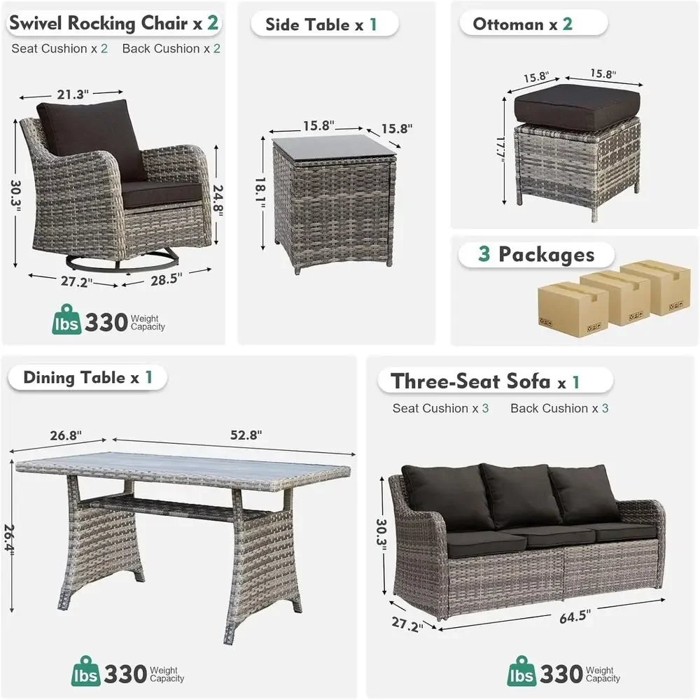 7-Piece Outdoor Patio Furnitur - Outdoor Furniture Dining Set 评论和价格