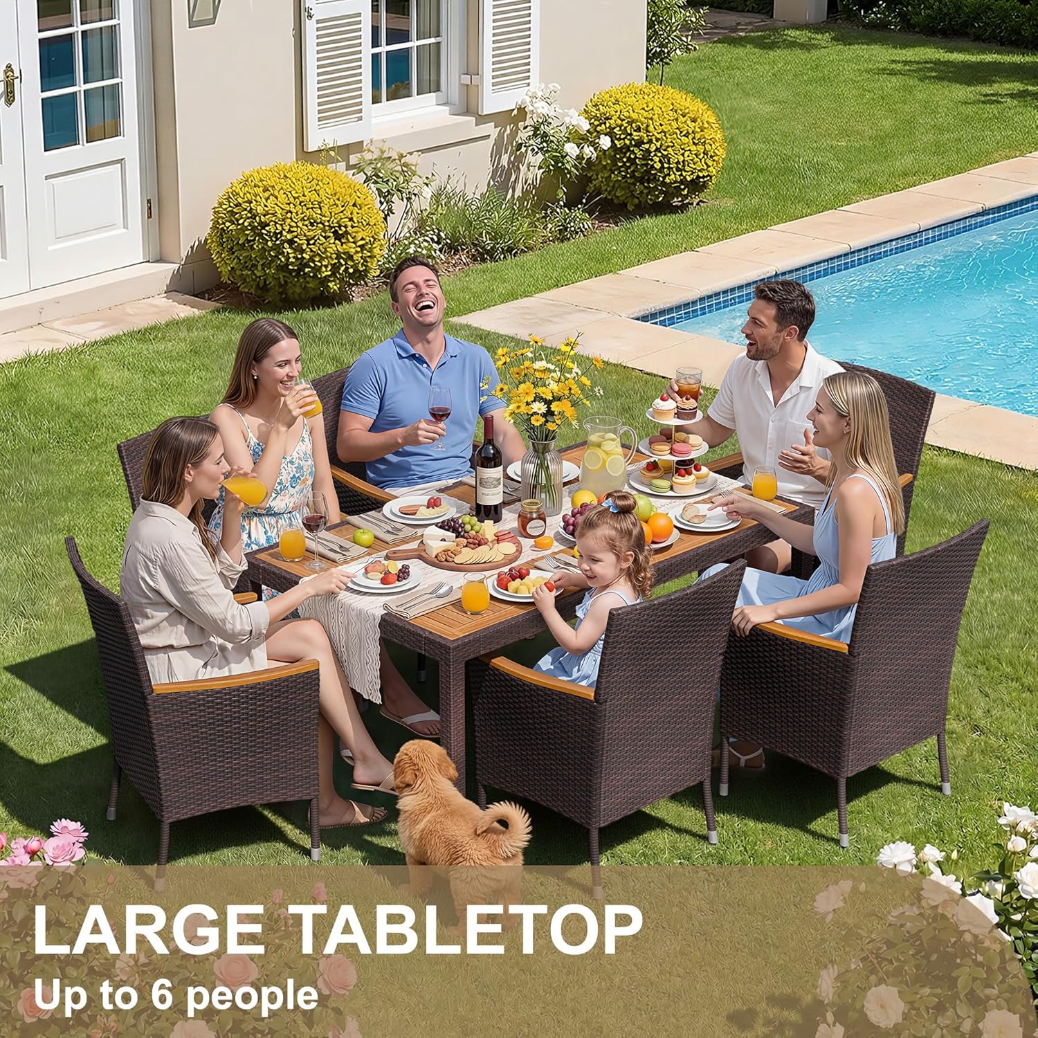 7 Piece Patio Dining Set Acaci - Outdoor Furniture Dining Set 评论和价格