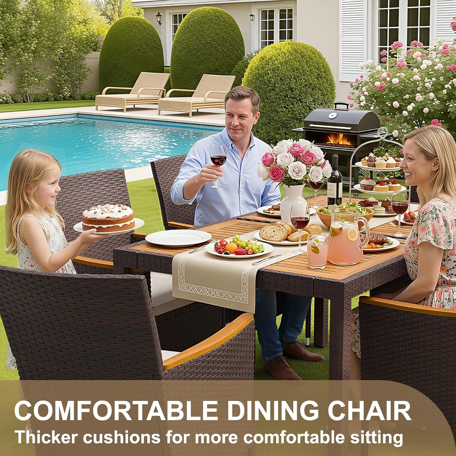 7 Piece Patio Dining Set Acaci - Outdoor Furniture Dining Set 评论和价格