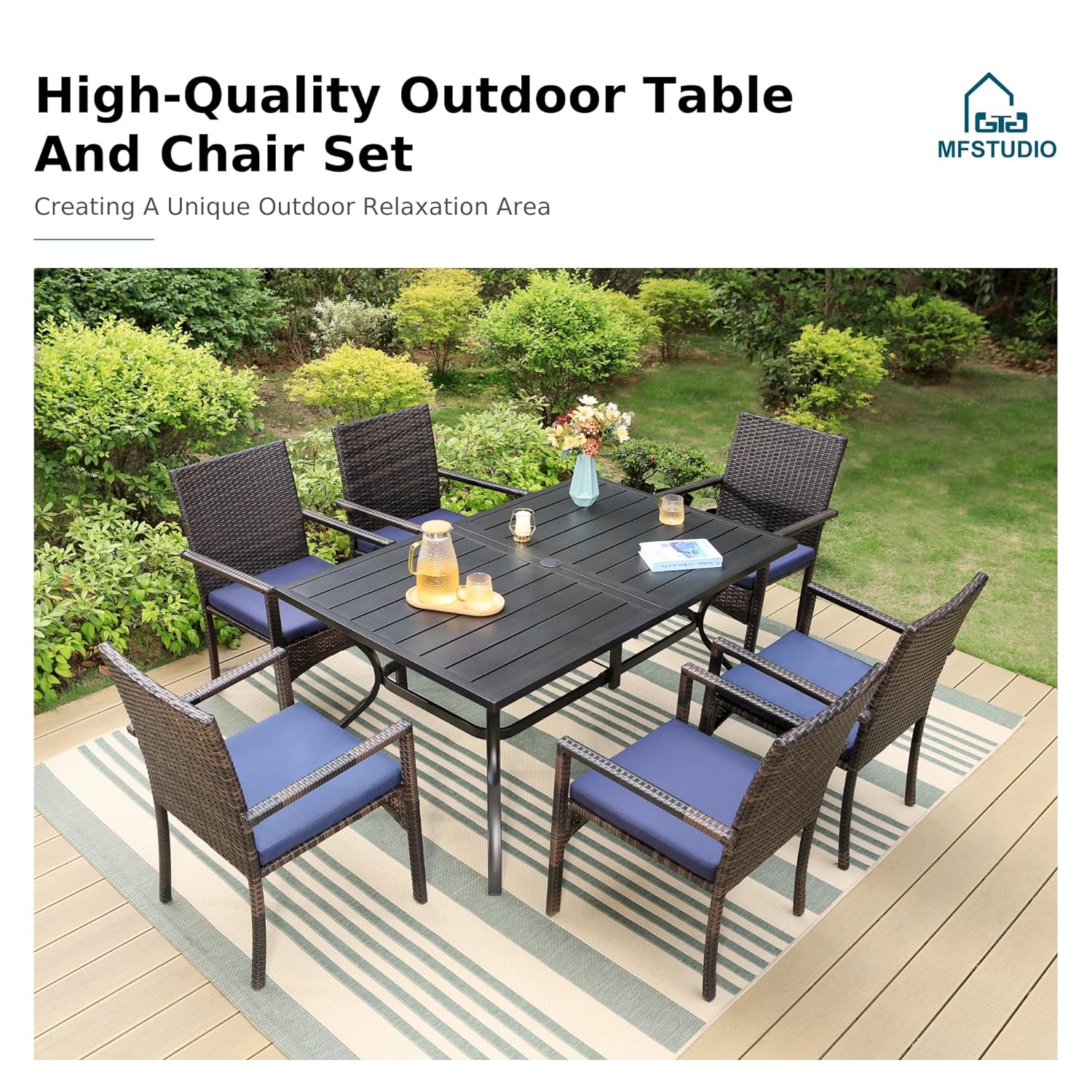 7 Piece Outdoor Dining Set, 60 - Outdoor Furniture Dining Set 评论和价格