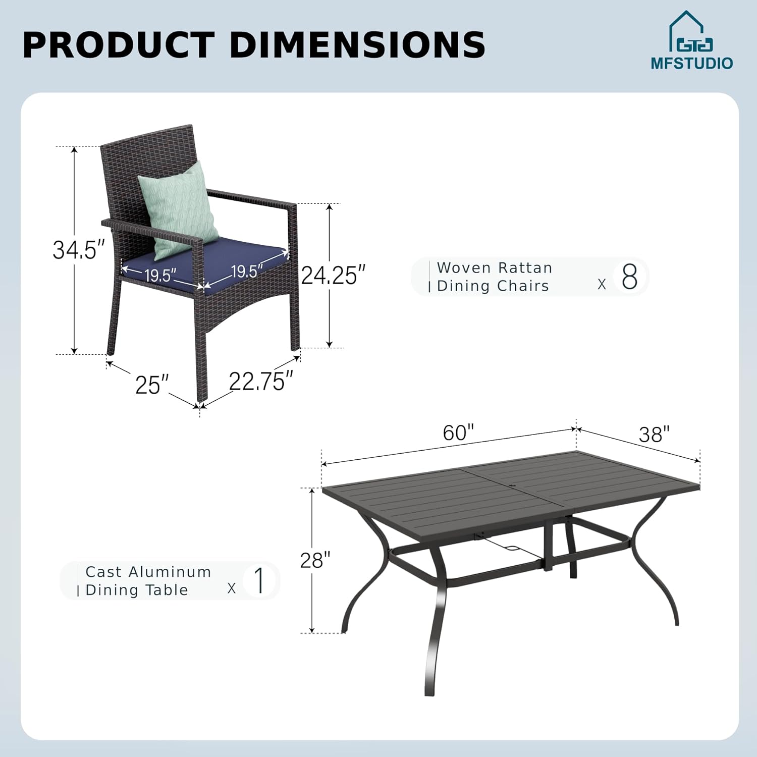 7 Piece Outdoor Dining Set, 60 - Outdoor Furniture Dining Set 评论和价格