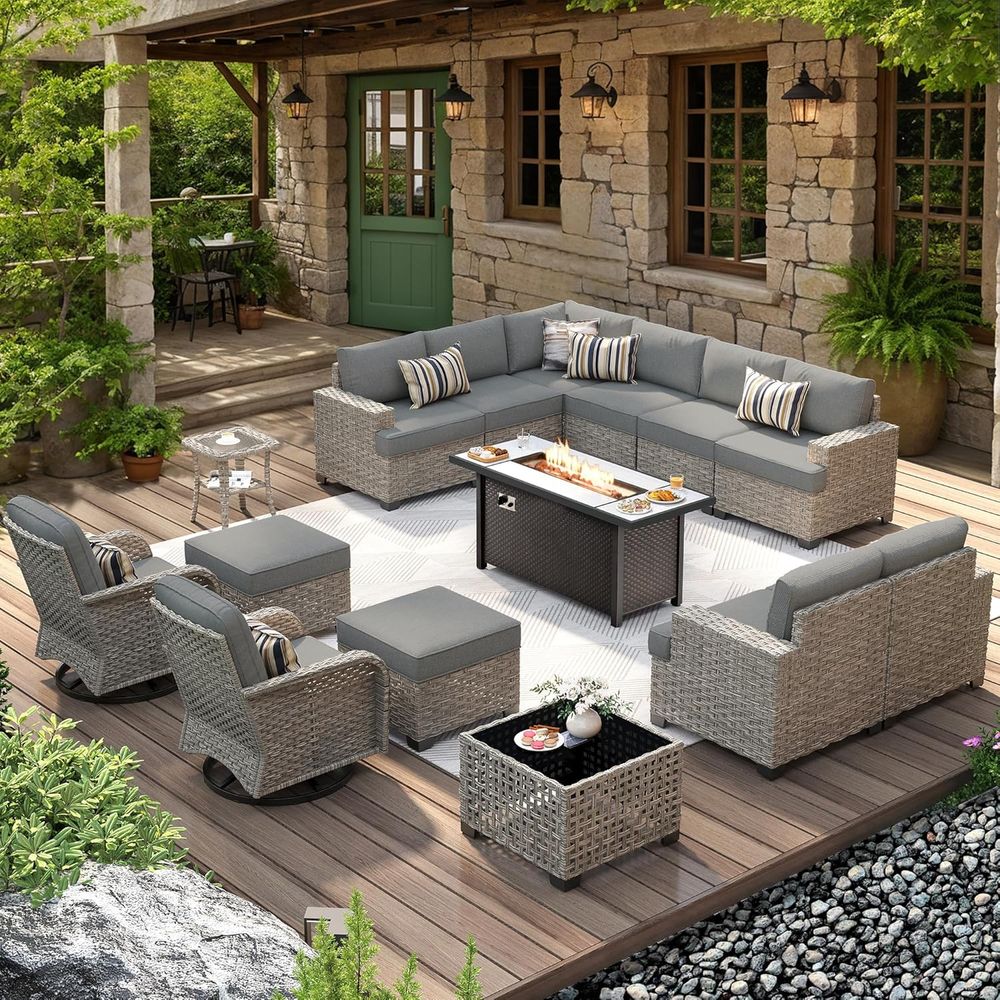 L-Shaped Outdoor Sectional Pat - Outdoor Furniture Fire Pit 评论和价格