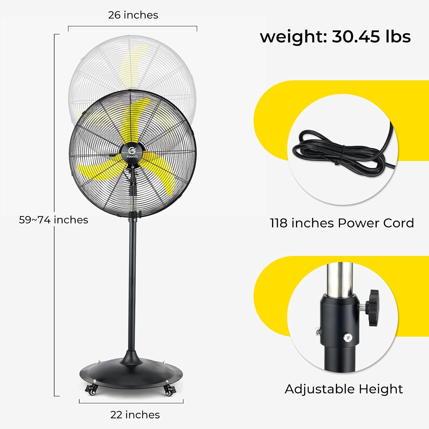 24'' Outdoor Oscillating Pedes - Outdoor Furniture Metal 评论和价格