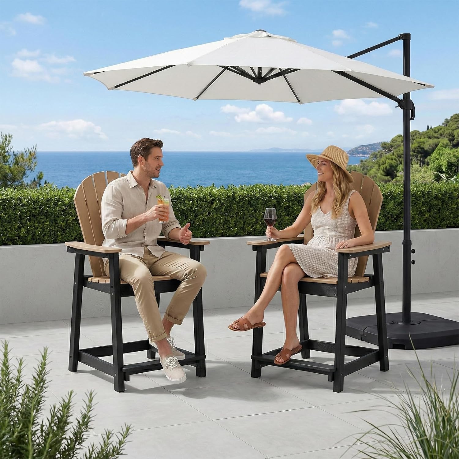 Set of 2 Bar Height Adirondack - Outdoor Furniture Fire Pit 评论和价格