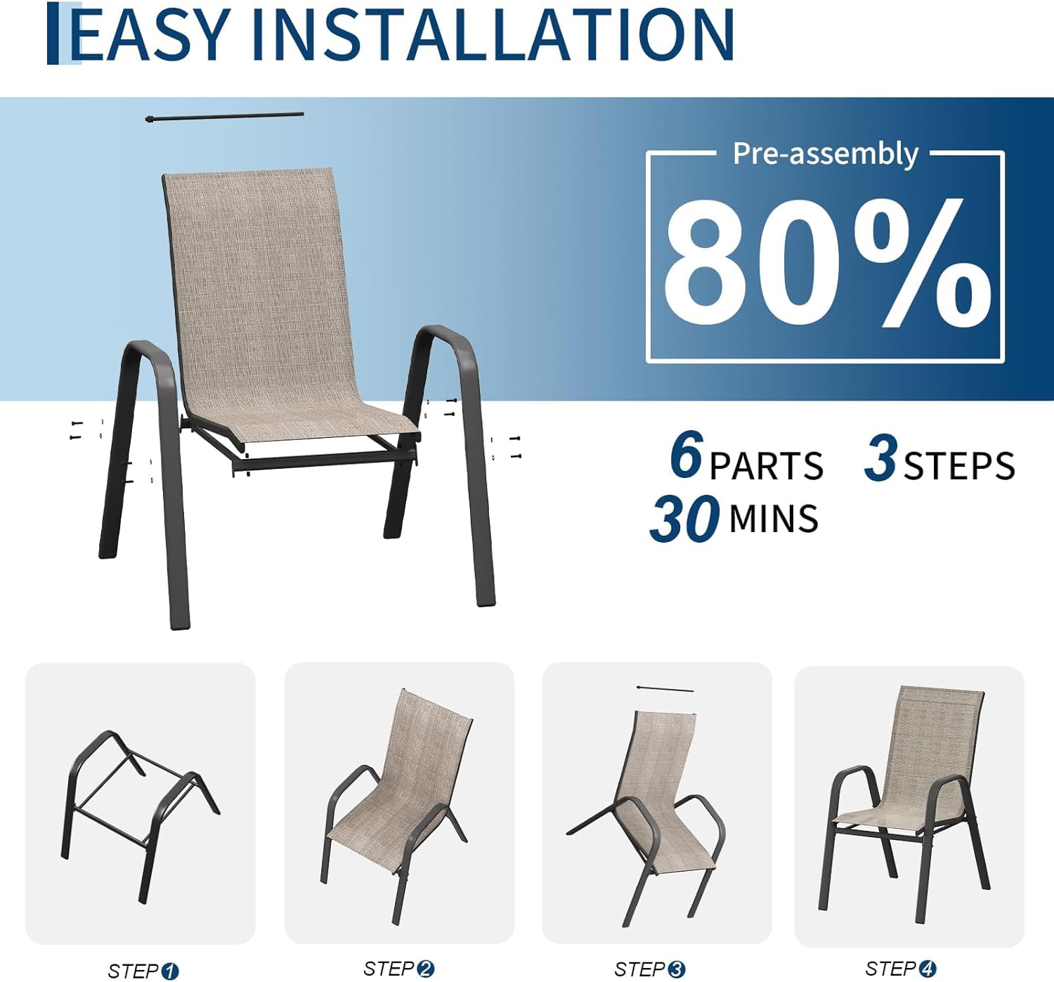 Patio Dining Chairs Set of 4,  - Outdoor Furniture Dining Set 评论和价格