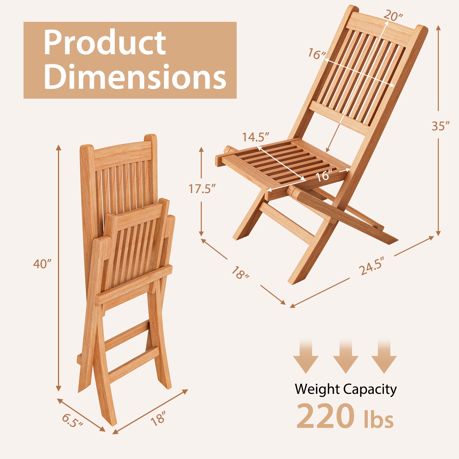 Patio Folding Chair Solid Indo - Outdoor Furniture Indonesia 评论和价格
