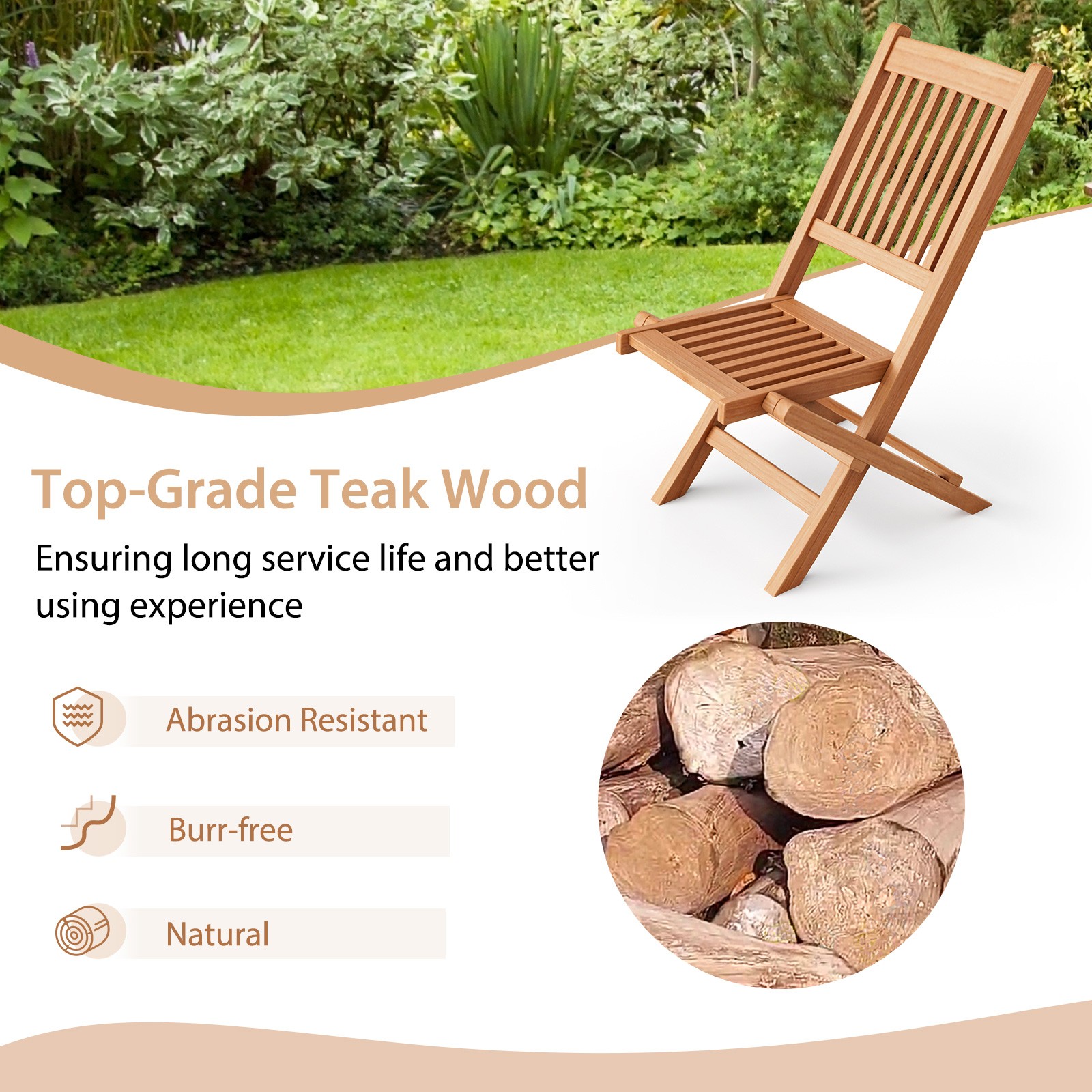 Patio Folding Chair Solid Indo - Outdoor Furniture Indonesia 评论和价格