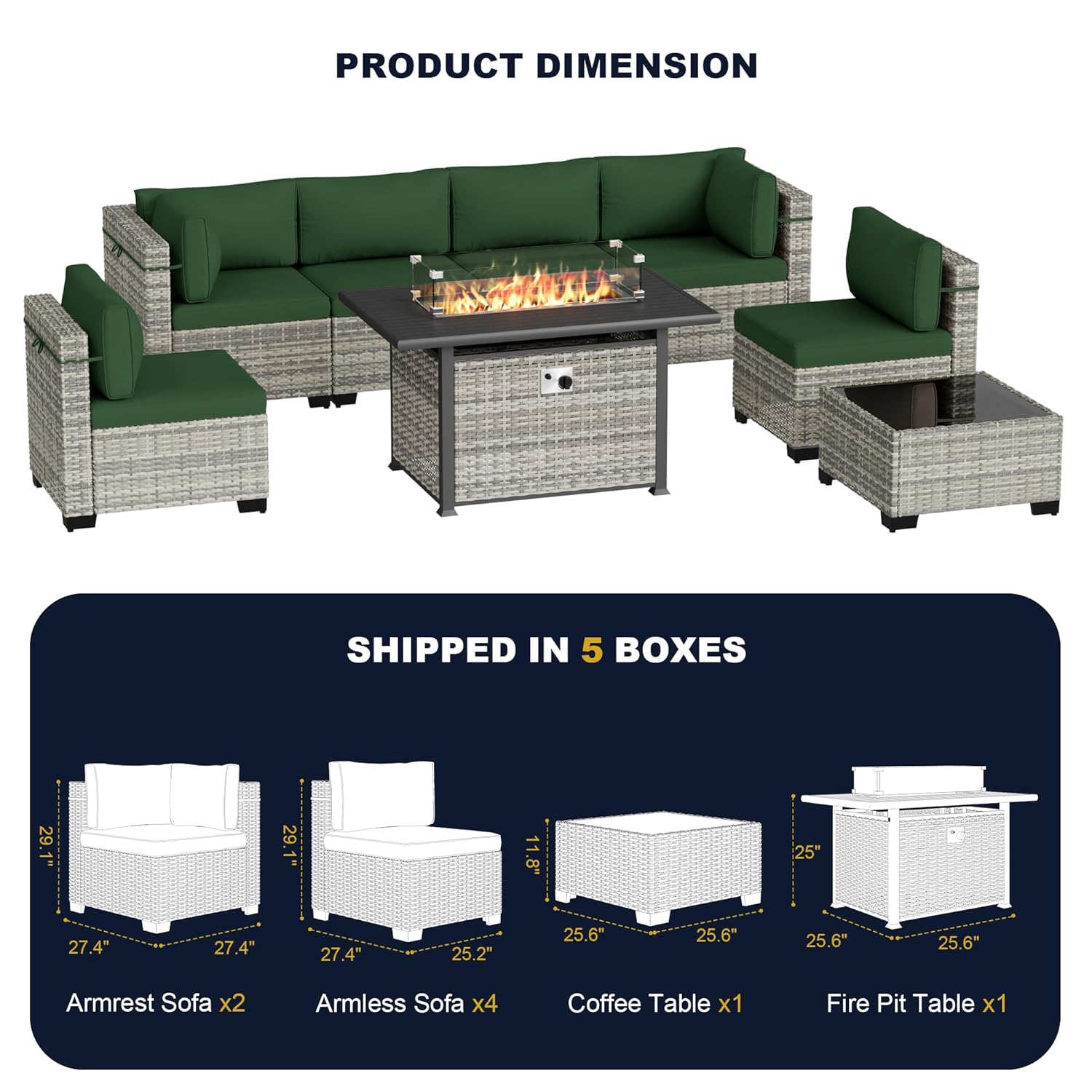 8-Piece Outdoor Patio Furnitur - Outdoor Furniture Fire Pit 评论和价格