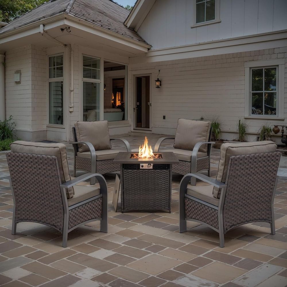 5-Piece Patio Furniture Set wi - Outdoor Furniture Fire Pit 评论和价格