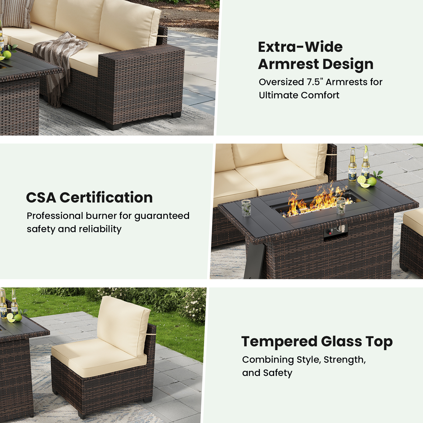 7 Piece Patio Furniture Set wi - Outdoor Furniture Fire Pit 评论和价格