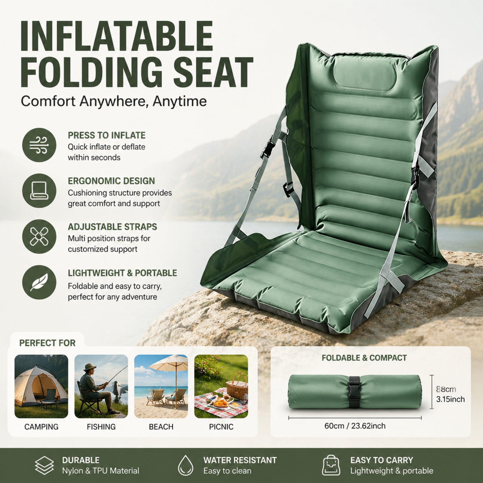 Inflatable Folding Seat Cushio - Outdoor Furniture Pads 评论和价格