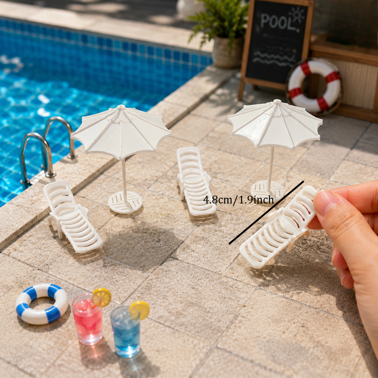 6pcs Miniature Beach Lounge Ch - Outdoor Furniture Lounge 评论和价格