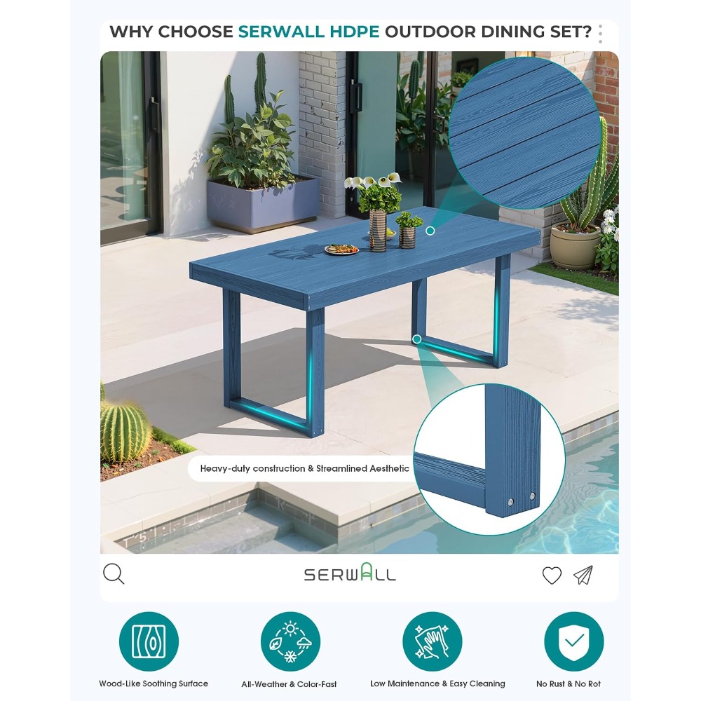 HDPE Outdoor Dining Set for 6, - Outdoor Furniture Dining Set 评论和价格