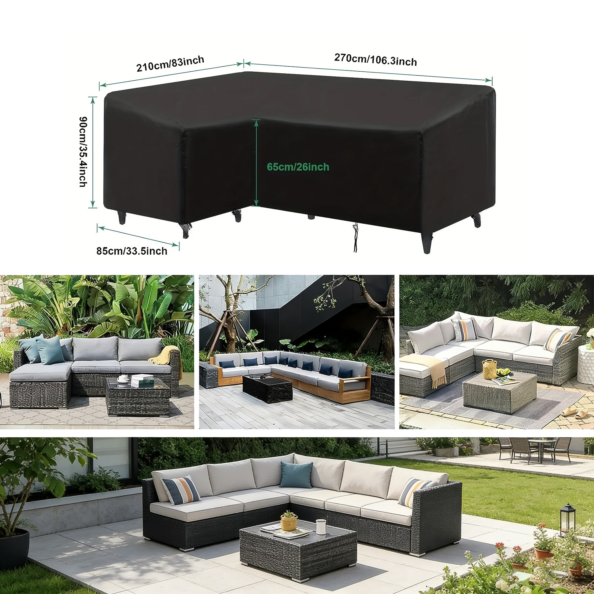 L-shaped Outdoor Sofa Cover, W - Outdoor Furniture L Shape 评论和价格